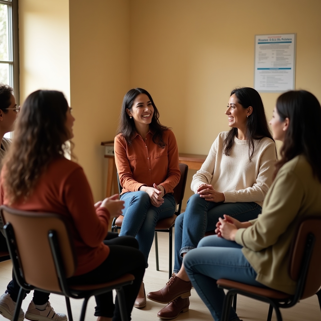 Group of women in a community setting discussing domestic worker rights and protections